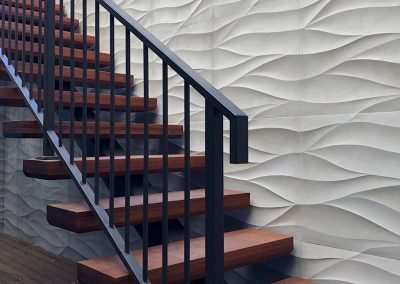 Professorville House staircase with textured wall