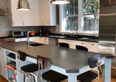 Allied Arts House kitchen island and bar stools