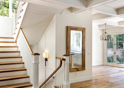 Creek House hard wood floors coffered ceiling and stair case